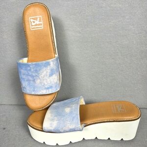 Dirty Laundry Pivot Sandal Women's Size 9 Blue/White Platform Slides